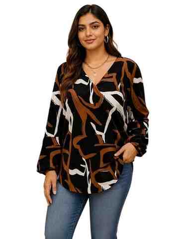 Viscose Rayon Abstract Pattern Top for Women